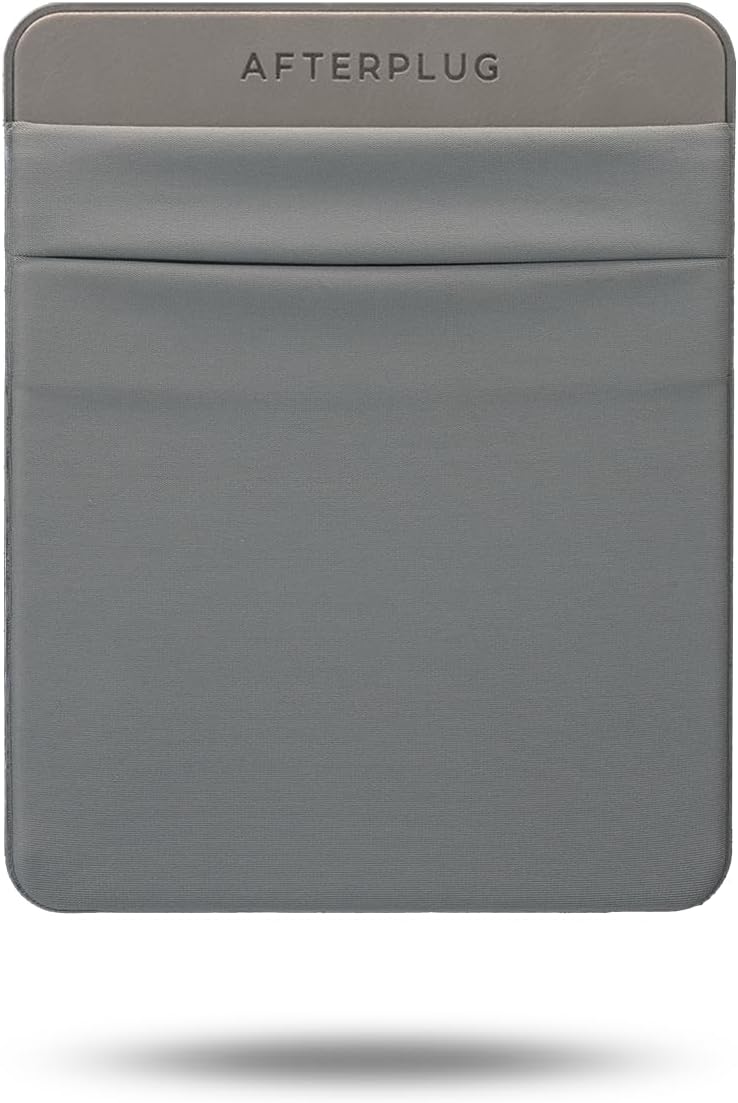 Afterplug 2-Pocket Adhesive Pouch for Laptop, Compatible with External 2.5" HDD, SSD, Magic Mouse, USB Cable and More - Gray - Image 1